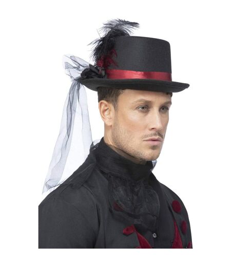 Unisex adult vampire top hat black/red Smiffys