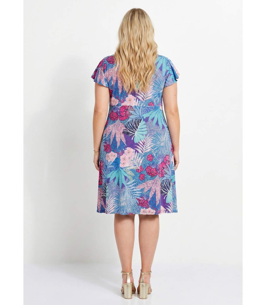 Robe courte évasée col V drapé-2
