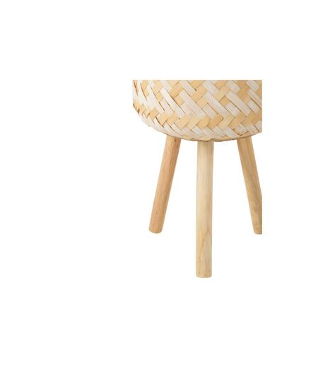 Lot de 3 Cache-Pots sur Pied Baudoin 66cm Naturel & Blanc