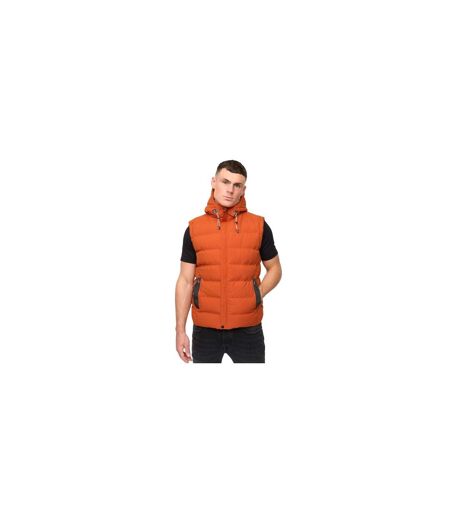 Mens Kampleys Embossed Padded Gilet Burnt Orange Crosshatch