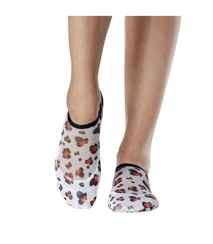 Socquettes antidérapantes maddie leopard print femme blanc / noir / orange Tavi Noir