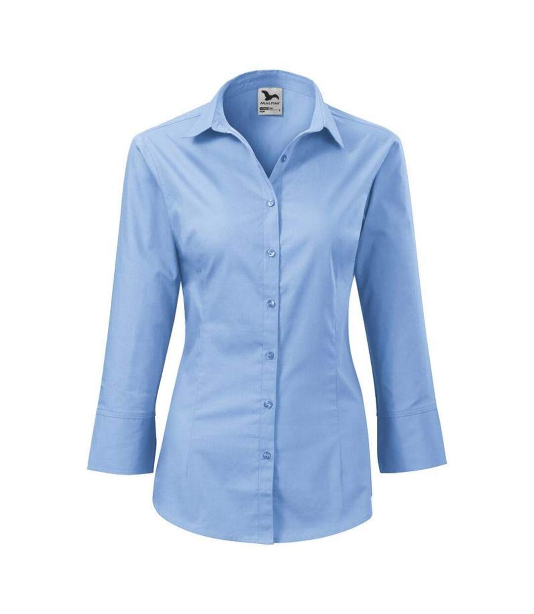 Chemisier Manches ¾ Motif/style Uni Style Femme Bleu Malfini-1