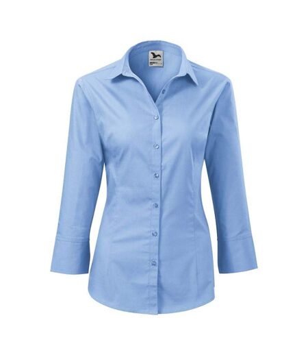 Chemisier Manches ¾ Motif/style Uni Style Femme Bleu Malfini