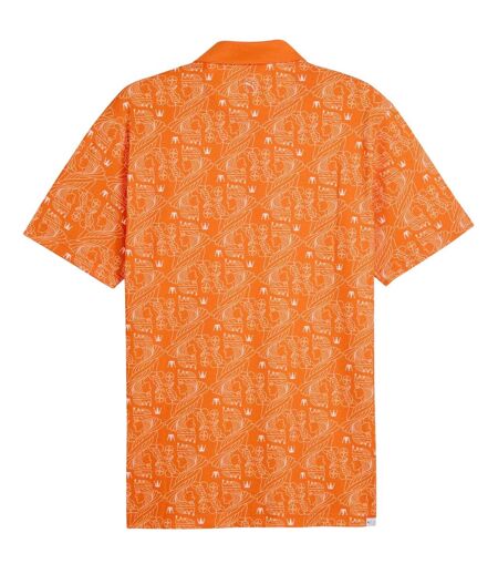 Mens Royal Crest Pique Golf Polo Shirt Orange Puma