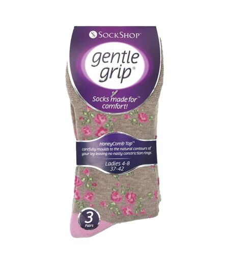 3 Pairs Ladies Cotton Rich Everyday Socks Gentle Grip Soft Top Comfort Socks
