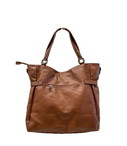 Sac à main femme  - Sac portée mains ou épaules en simili cuir de couleur marron