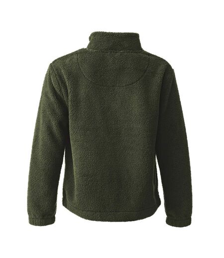 Unisex Adult Borg Quarter Zip Fleece Jacket Olive Green Ravine