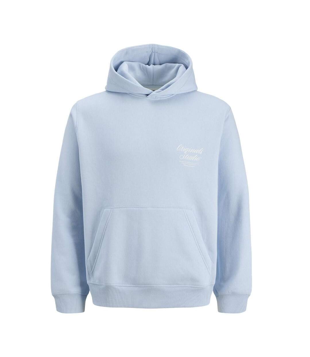 Sweat à capuche bleu homme jack & jones typo-1