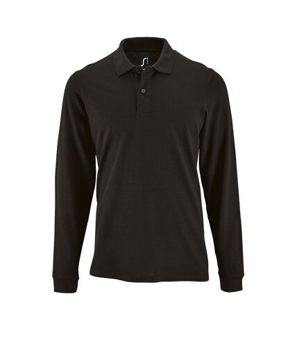 SOLS Mens Perfect Long Sleeve Pique Polo Shirt (Black)