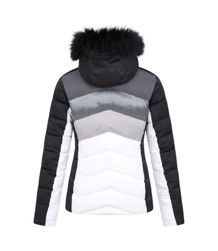 Womens/ladies Cascade Padded Ski Jacket White Black Mountain Warehouse