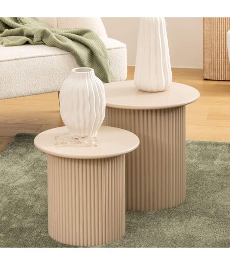 Ensemble de 2 tables à café en bois EINO - Beige