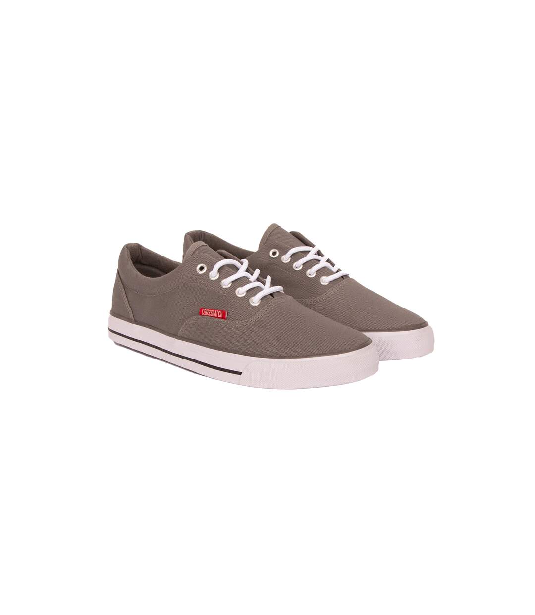 Mens Skywalk Canvas Trainers Grey Crosshatch-1