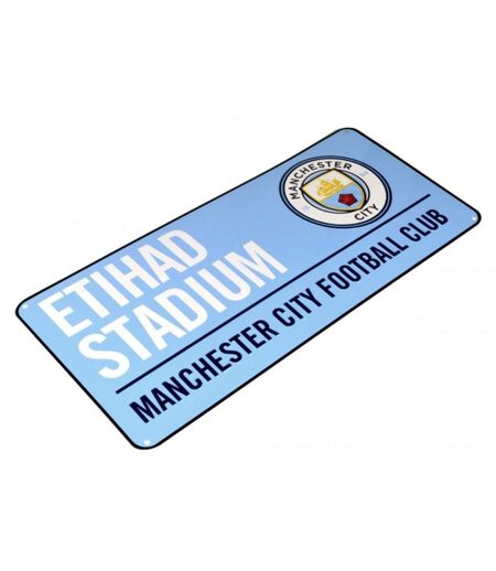 Manchester City FC Plaque de rue officielle en métal coloré pour le football (Bleu clair / blanc) (One Size) - UTBS650