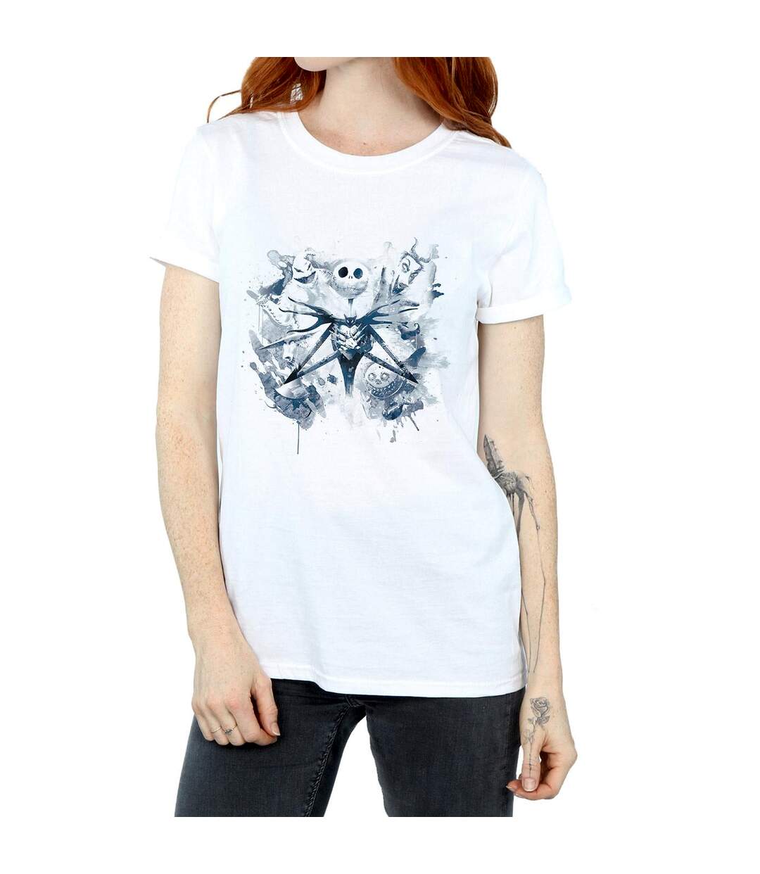 Disney Femme/Les femmes Nightmare Before Christmas Paint Spray Carers T-Shirt Boyfriend en coton (Blanc) - UTBI41545-3