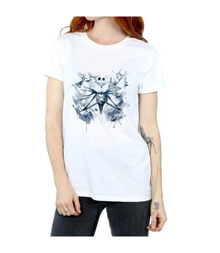 Disney Femme/Les femmes Nightmare Before Christmas Paint Spray Carers T-Shirt Boyfriend en coton (Blanc) - UTBI41545
