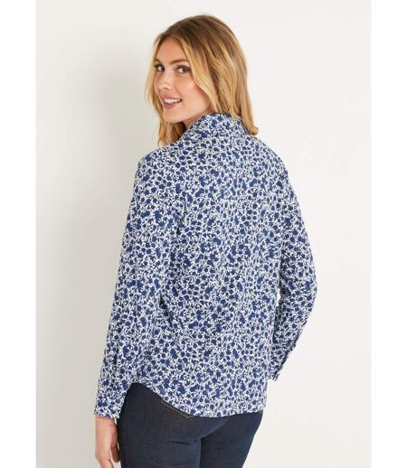 Chemisier droit coton fleuri boutonné