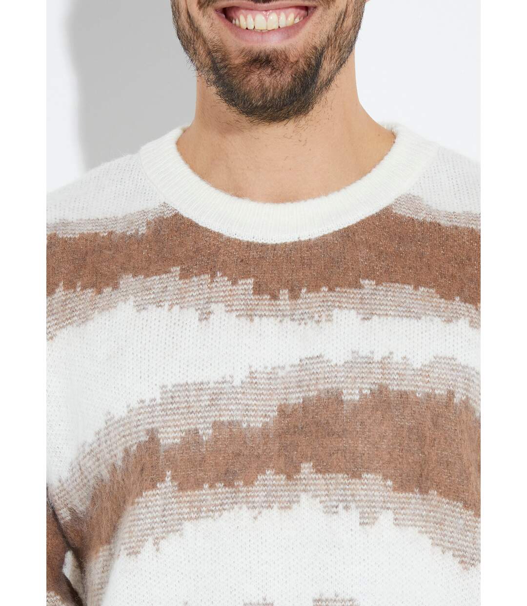 Pull épais avec laine, rayures fantaisie-4