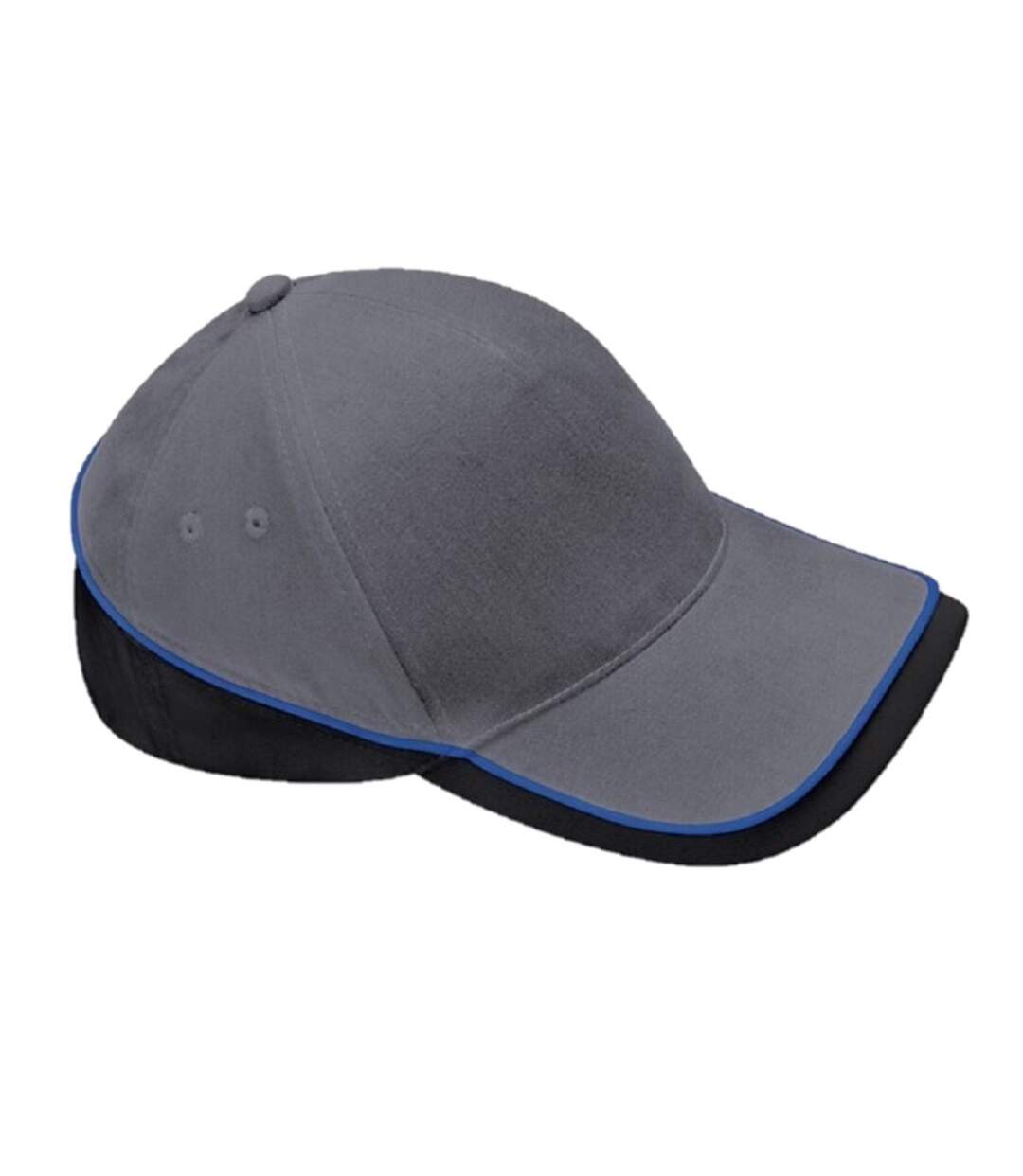 Beechfield Unisex Teamwear Competition Cap Baseball / Headwear (Grey/Black/Bright Royal Blue) - UTRW223-1
