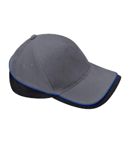 Beechfield Unisex Teamwear Competition Cap Baseball / Headwear (Gray/Black/Bright Royal Blue)