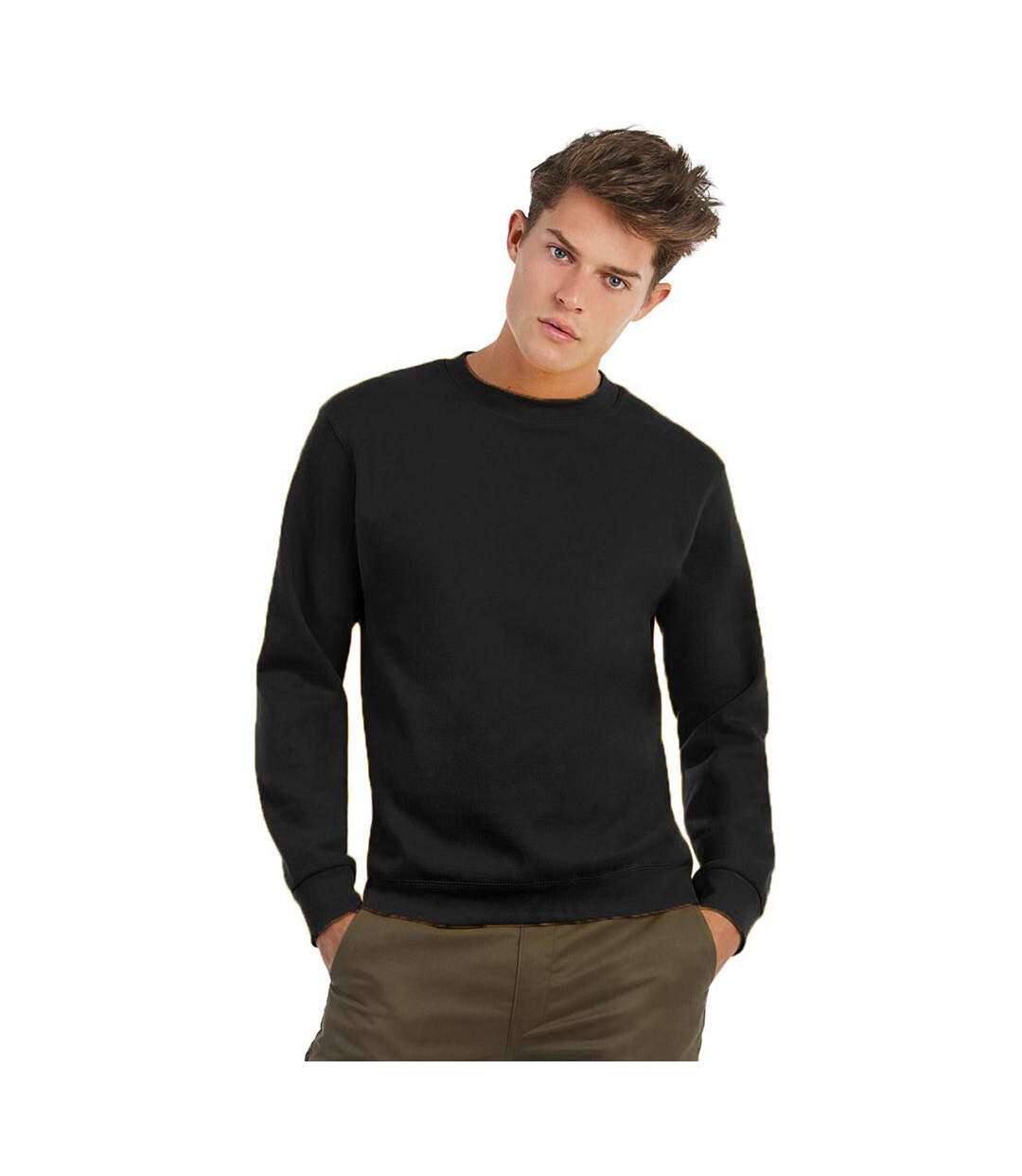 B&c Mens Crew Neck Sweatshirt Top Noir B And C-1