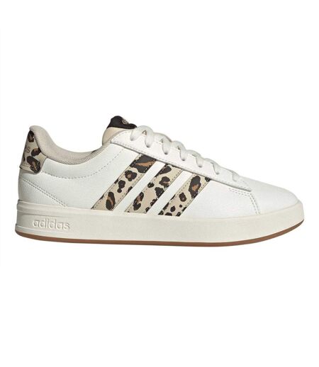 Womens/ladies Grand Court Platform Trainers White Leopard Adidas