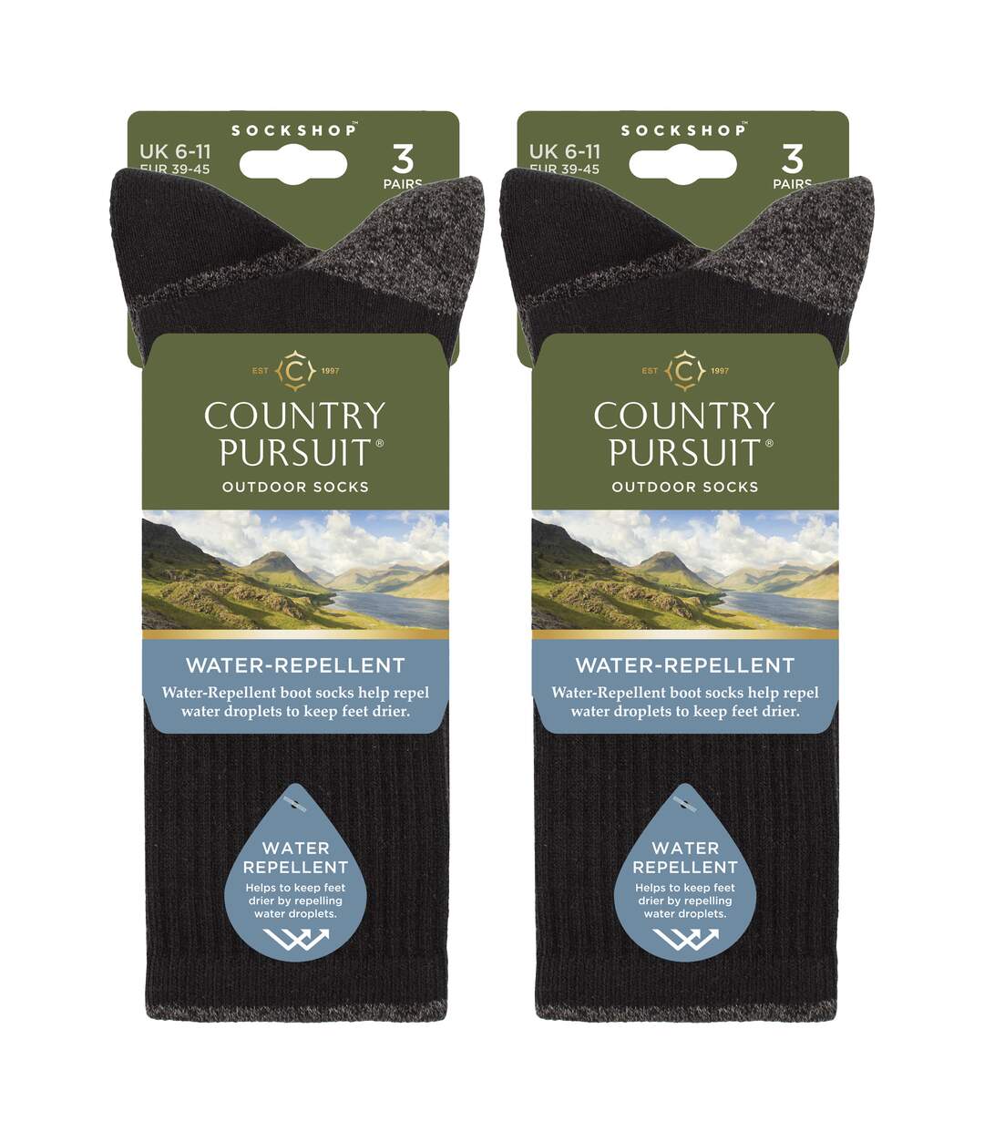 6 Pairs Mens Water Repellent Midweight Outdoor Socks for Hiking & Walking-2