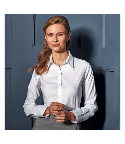 Premier Womens/Ladies Signature Oxford Long Sleeve Work Shirt (White) - UTRW2820