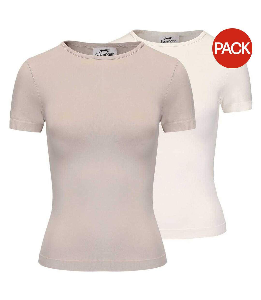 Lot De 2  T-shirts Femme Beige Blanc Slazenger-1