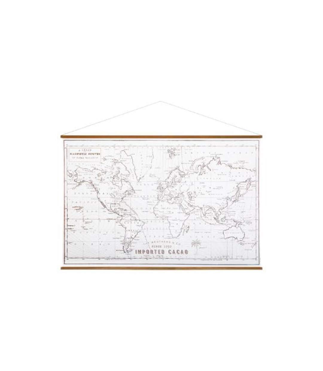 Déco Murale à Suspendre Carte du Monde 110cm Blanc-1