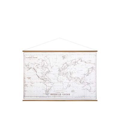 Déco Murale à Suspendre Carte du Monde 110cm Blanc
