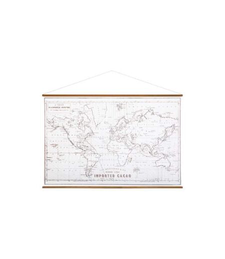 Déco Murale à Suspendre Carte du Monde 110cm Blanc