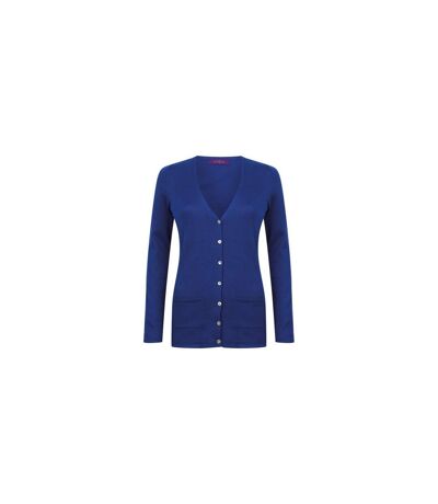 Henbury Womens/Ladies Cotton Acrylic V Neck Cardigan (Royal Blue) - UTPC6450
