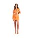 Womens/ladies Lace Up Long-sleeved Crop Top Orange Missy Empire-3