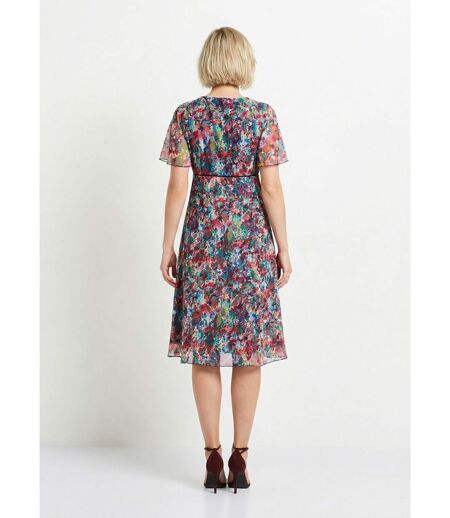 Robe courte dentelle fleurie évasée