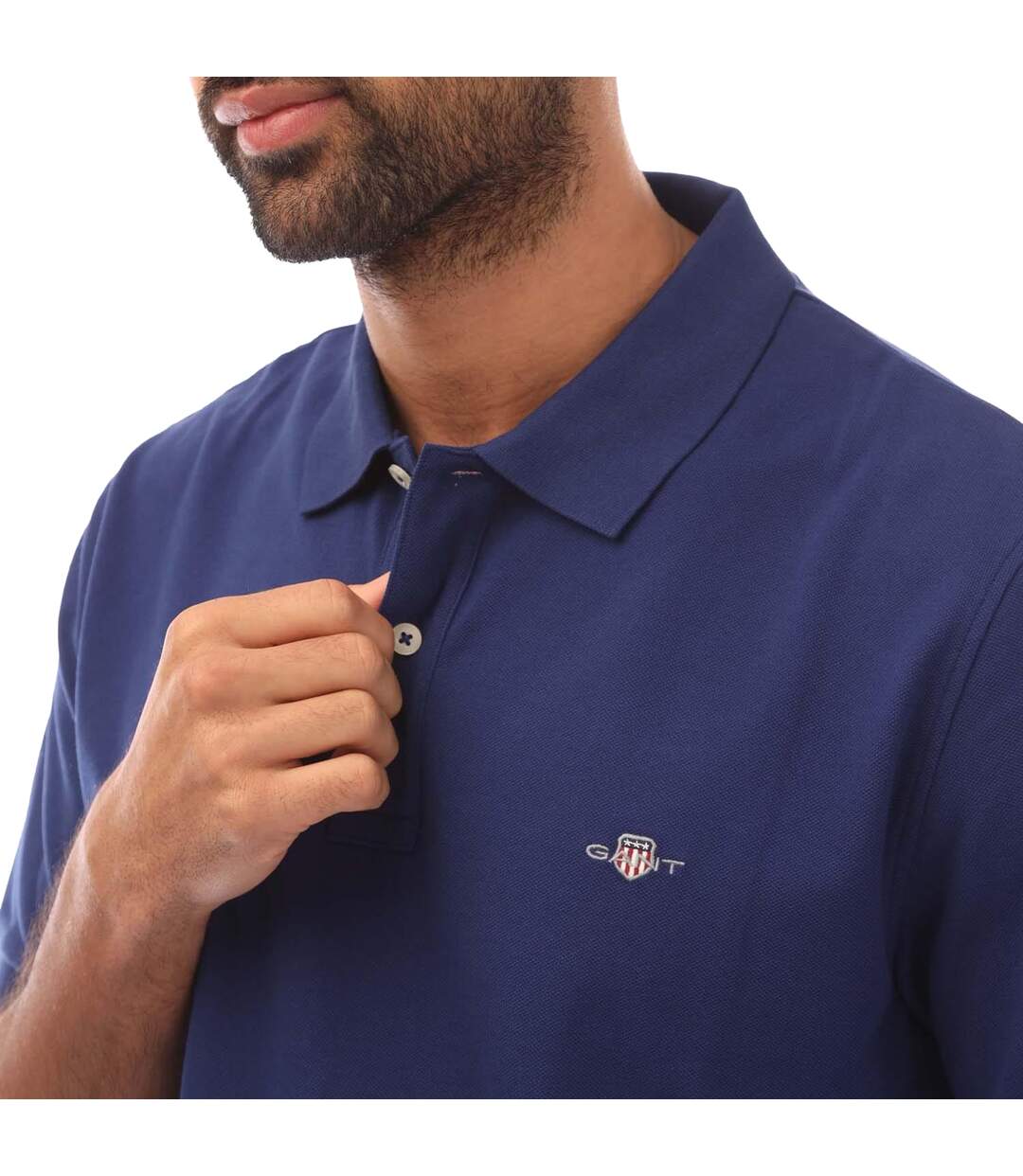 Mens Shield Logo Pique Polo Shirt Navy Gant-4