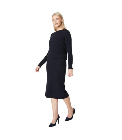 Womens/ladies ribbed skirt navy Principles