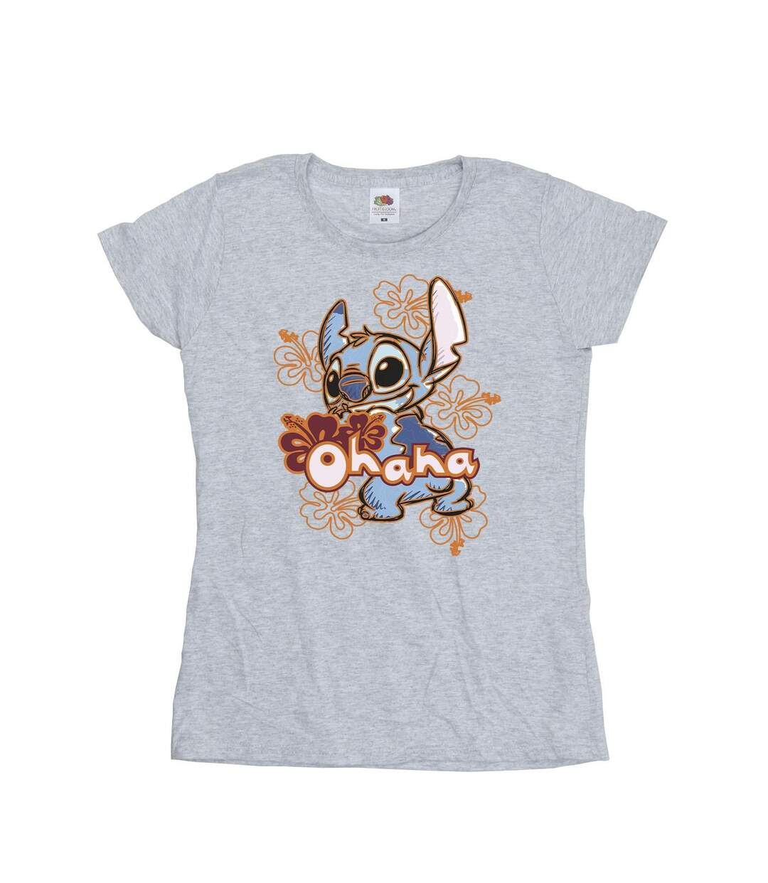 Disney Femmes/Les femmes Lilo And Stitch Ohana Orange Hibiscus Cotton T-Shirt (Gris sportif) - UTBI25821-1