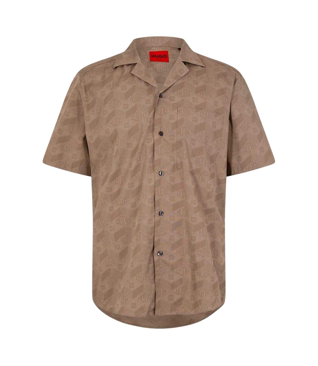 Chemise De Bowling Manches Courtes Motif/style 3d Ellino Homme Marron Hugo-1