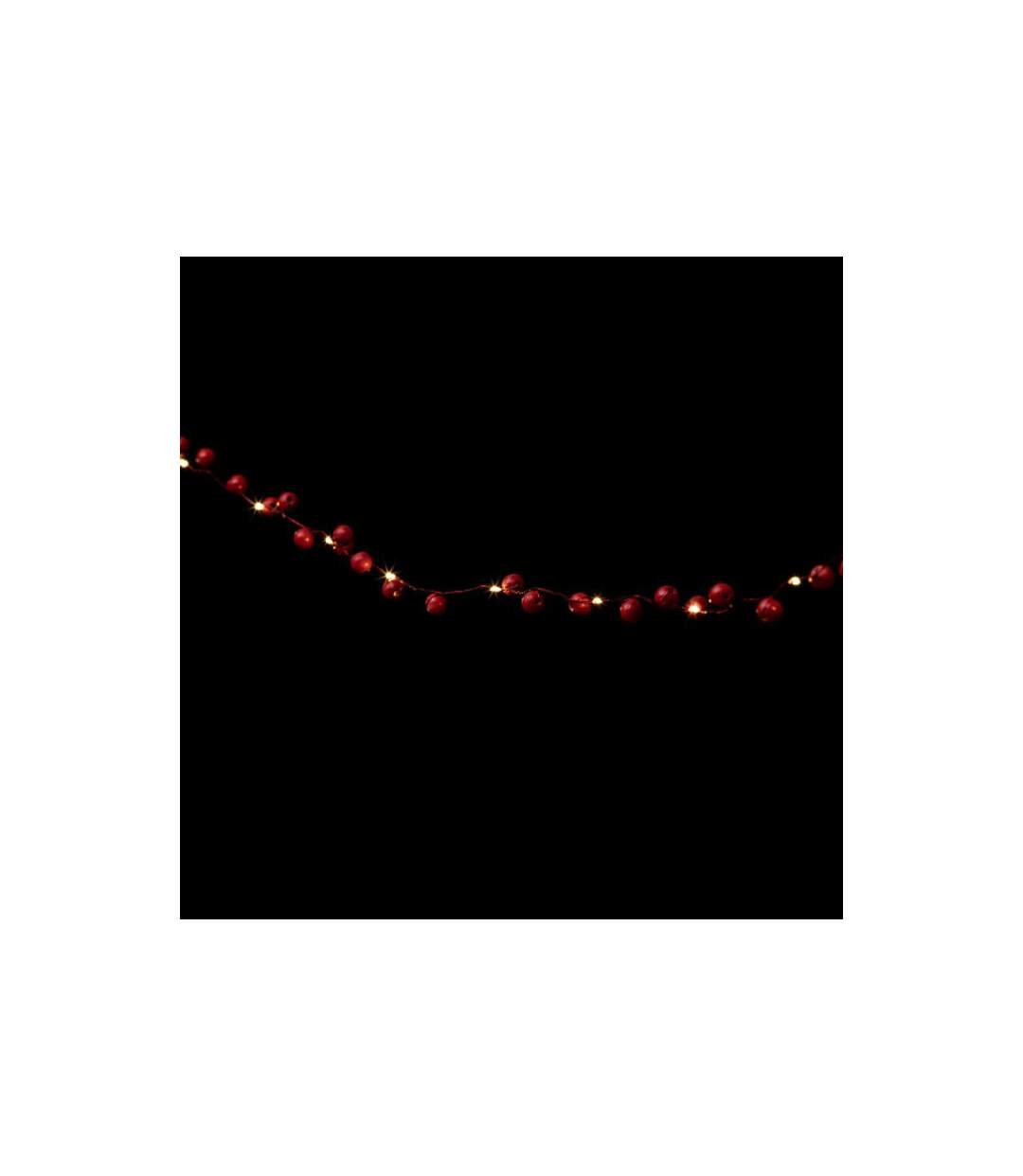 Guirlande Lumineuse Boules Bois 220cm Rouge-1