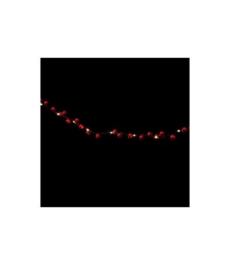 Guirlande Lumineuse Boules Bois 220cm Rouge