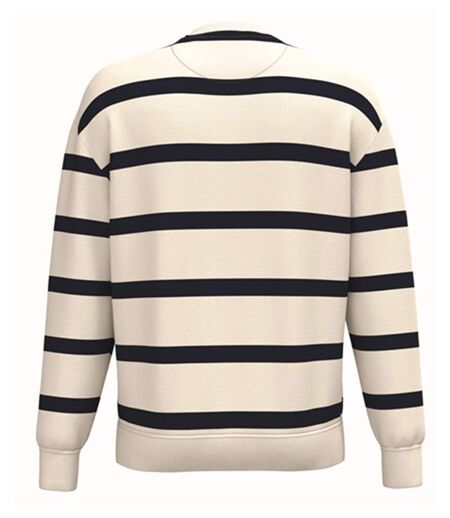 Sweat marin - Rayure et épaules tombantes - Unisexe - PAT450 - beige ivoire