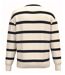 Sweat marin - Rayure et épaules tombantes - Unisexe - PAT450 - beige ivoire-3