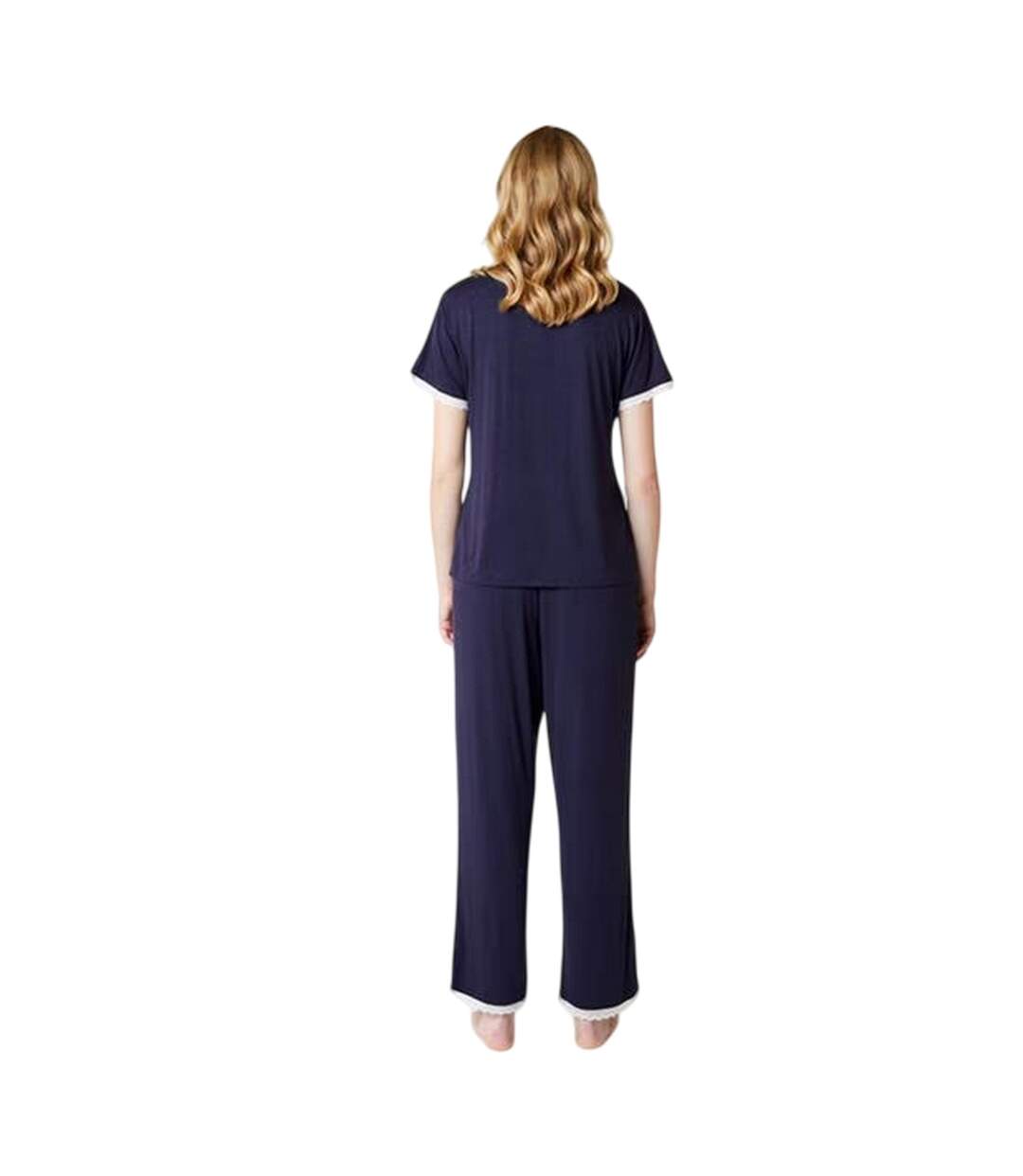 Womens/ladies Lace Detail Short-sleeved Pyjama Set Parisian Night CCDK Copenhagen-3
