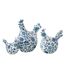 Lot de 3 Statuettes Coq Imprimé Alfredo 21cm Bleu & Blanc-1