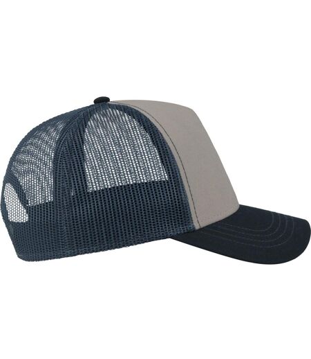 Atlantis Unisex Adult Rapper 5 Panel Canvas Recycled Trucker Cap (Gray/Navy) - UTAB566