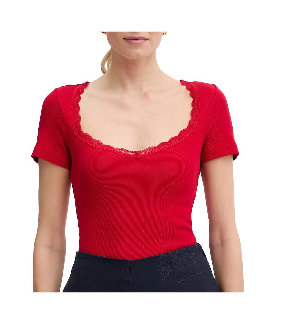 T-shirt rouge femme morgan damour-1
