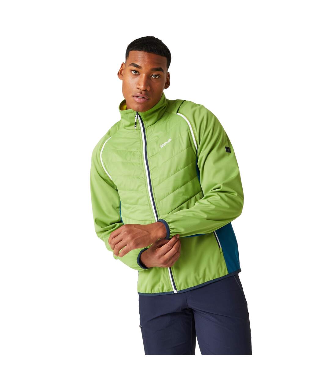 Mens Steren Ii Softshell Hybrid Jacket Piquant Green Moroccan Blue Citron Lime Regatta-1
