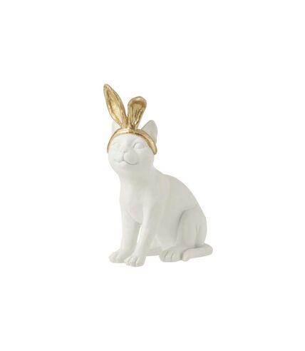 Statuette Déco Chat Oreille 28cm Blanc