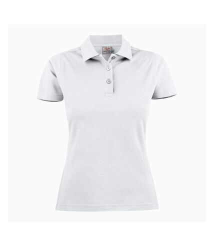 Womens/ladies surf polo shirt white Printer