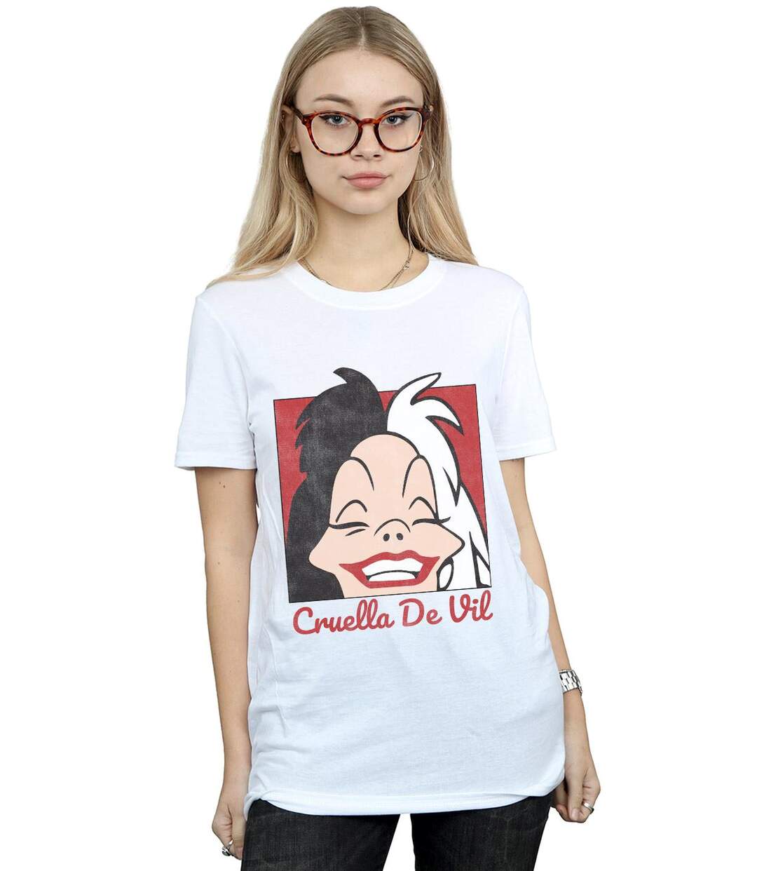 Disney - T-shirt CRUELLA DE VIL CROPPED HEAD - Femme (Blanc) - UTBI16687-2